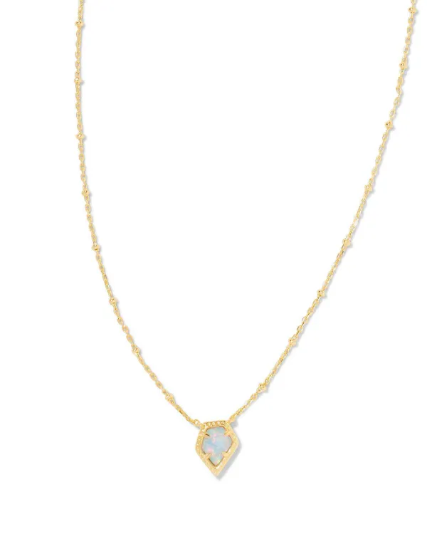 Framed Gold Tess Satellite Short Pendant Necklace In Luster Light Blue Kyocera Opal^Kendra Scott Cheap