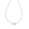 Framed Silver Elisa Pendant Necklace In White Iridescent Glitter Glass^Kendra Scott Clearance