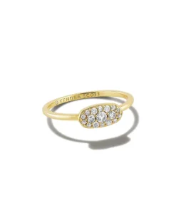 Grayson Gold Band Ring In White Crystal^Kendra Scott Discount