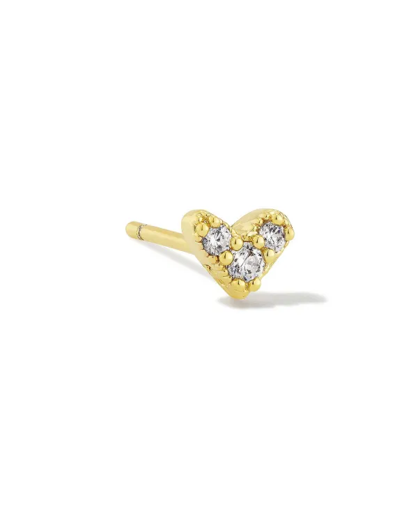 Haven Gold Crystal Heart Single Stud Earring In White Crystal^Kendra Scott Store