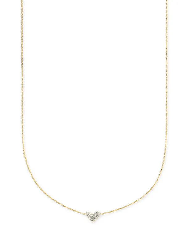 Heart 14K Yellow Gold Pendant Necklace In White Diamonds^Kendra Scott Fashion