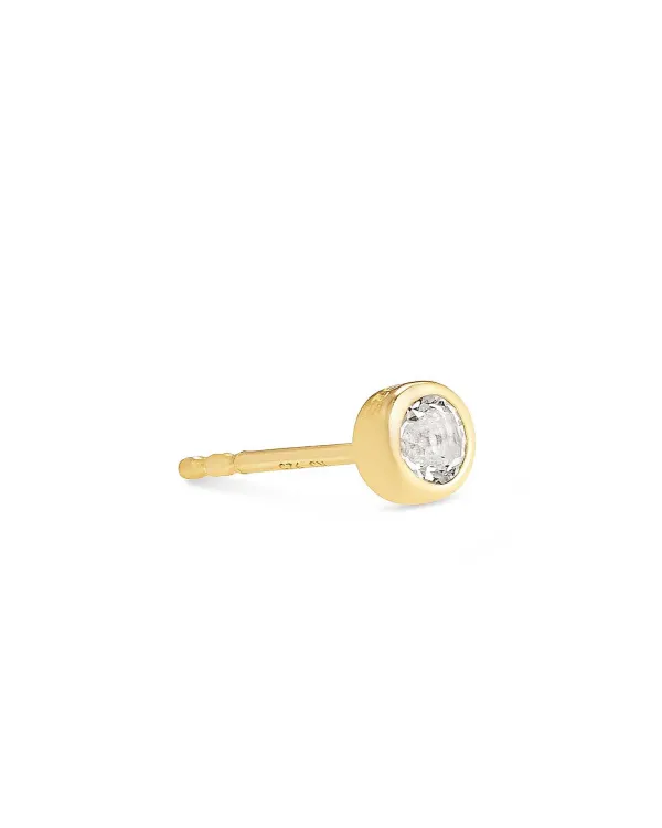 Iva 18K Yellow Gold Vermeil Single Stud Earring In White Topaz^Kendra Scott Sale