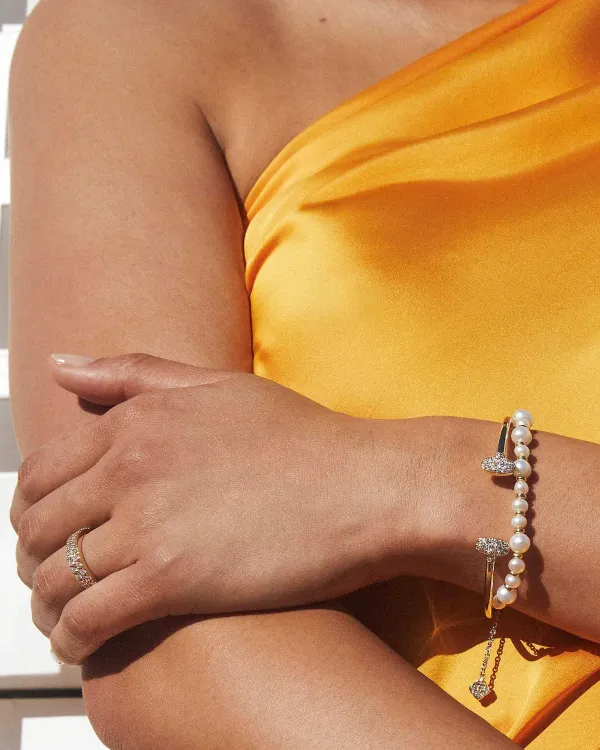 Jovie Gold Beaded Delicate Chain Bracelet In White Pearl^Kendra Scott Cheap