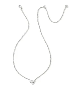 Katy Silver Heart Short Pendant Necklace In White Crystal^Kendra Scott Flash Sale
