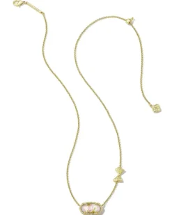 X Loveshackfancy Gold Elisa Necklace In Marie Pink Blooming Heirloom Illusion^Kendra Scott Sale