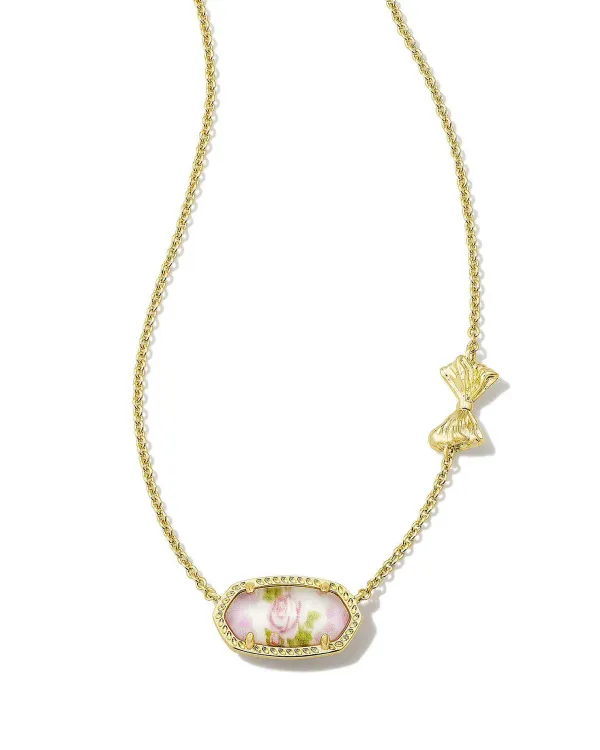 X Loveshackfancy Gold Elisa Necklace In Marie Pink Blooming Heirloom Illusion^Kendra Scott Sale