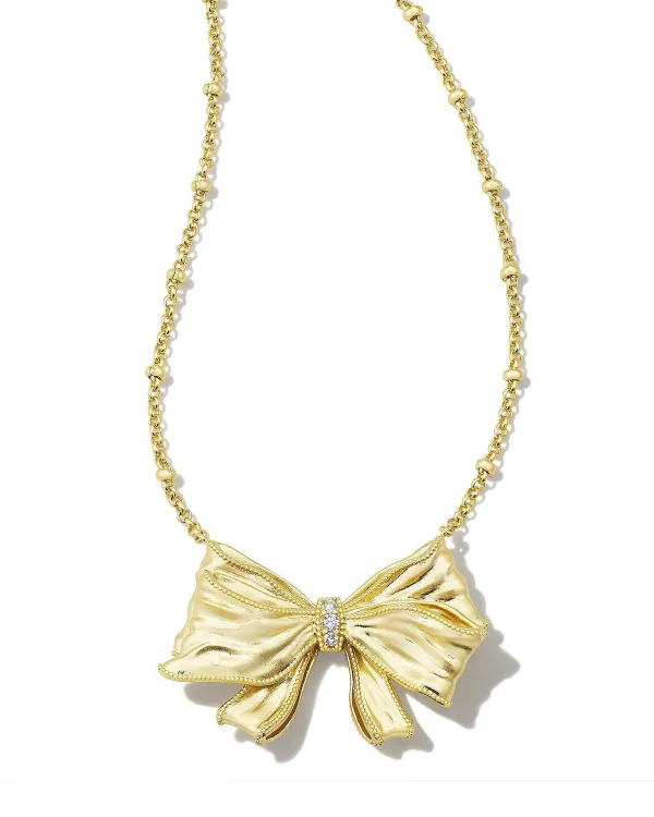 X Loveshackfancy Gold Bow Necklace In White Crystal^Kendra Scott Cheap