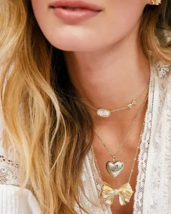 X Loveshackfancy Gold Bow Necklace In White Crystal^Kendra Scott Cheap