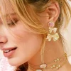 X Loveshackfancy Gold Statement Earrings In Light Pink Iridescent Abalone^Kendra Scott Best Sale