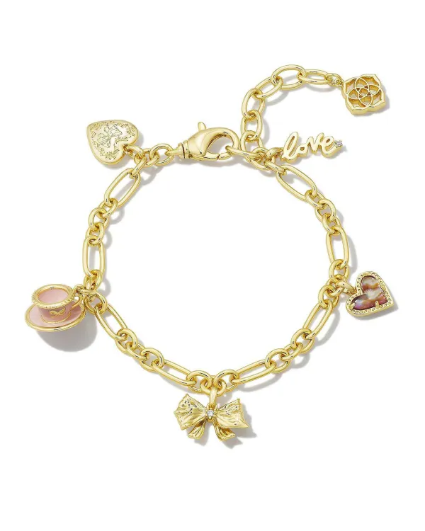 X Loveshackfancy Gold Charm Bracelet In Pink Mix^Kendra Scott Cheap