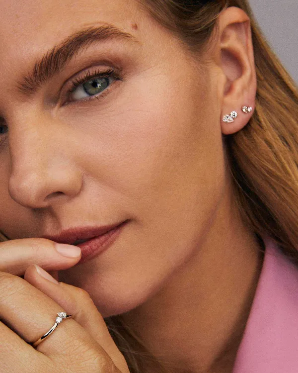 Lab Grown White Diamond Toi Et Moi Stud Earrings In 14K Yellow Gold^Kendra Scott Flash Sale