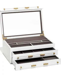Large Antique Brass Jewelry Box In White Lacquer^Kendra Scott Store