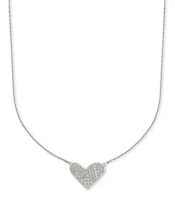 Large Heart 14K White Gold Pendant Necklace In White Diamond^Kendra Scott Best