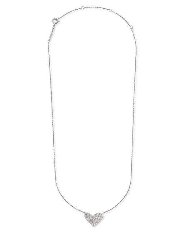 Large Heart 14K White Gold Pendant Necklace In White Diamond^Kendra Scott Best