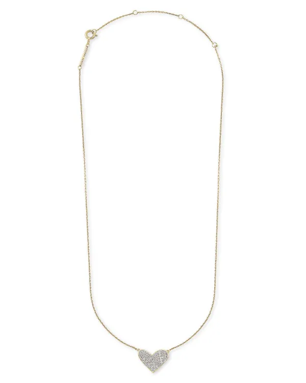 Large Heart 14K Yellow Gold Pendant Necklace In White Diamond^Kendra Scott Store