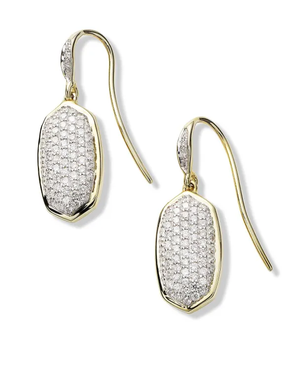 Lee Earrings In Pave Diamond And 14K Yellow Gold^Kendra Scott Hot