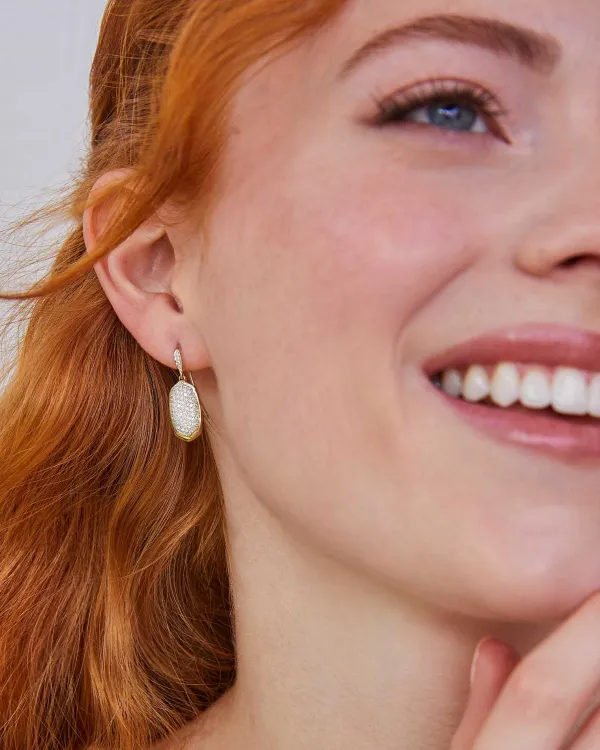 Lee Earrings In Pave Diamond And 14K Yellow Gold^Kendra Scott Hot