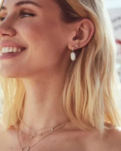 Lee Earrings In Pave Diamond And 14K Yellow Gold^Kendra Scott Hot