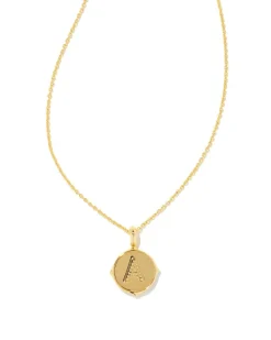 Letter A Gold Disc Reversible Pendant Necklace In Iridescent Abalone^Kendra Scott Discount