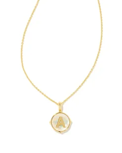 Letter A Gold Disc Reversible Pendant Necklace In Iridescent Abalone^Kendra Scott Discount