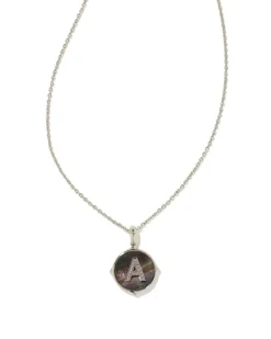 Letter A Silver Disc Reversible Pendant Necklace In Black Mother-Of-Pearl^Kendra Scott Cheap
