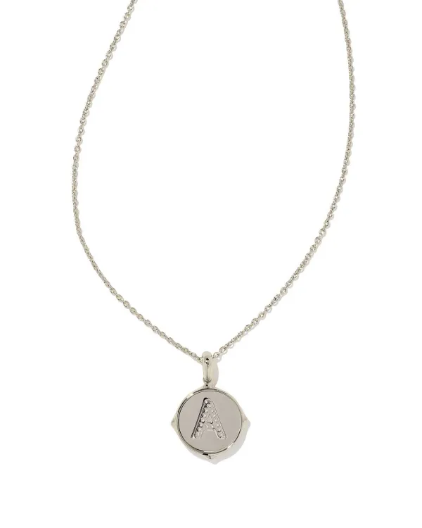 Letter A Silver Disc Reversible Pendant Necklace In Black Mother-Of-Pearl^Kendra Scott Cheap