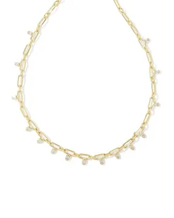 Lindy Gold Crystal Chain Necklace In White Crystal^Kendra Scott Shop