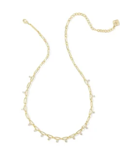 Lindy Gold Crystal Chain Necklace In White Crystal^Kendra Scott Shop