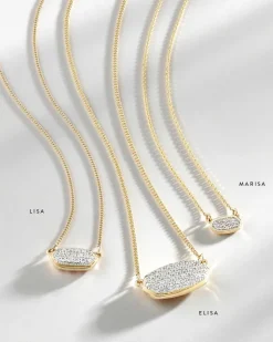 Lisa Pendant Necklace In Pave Diamond And 14K Yellow Gold^Kendra Scott Fashion