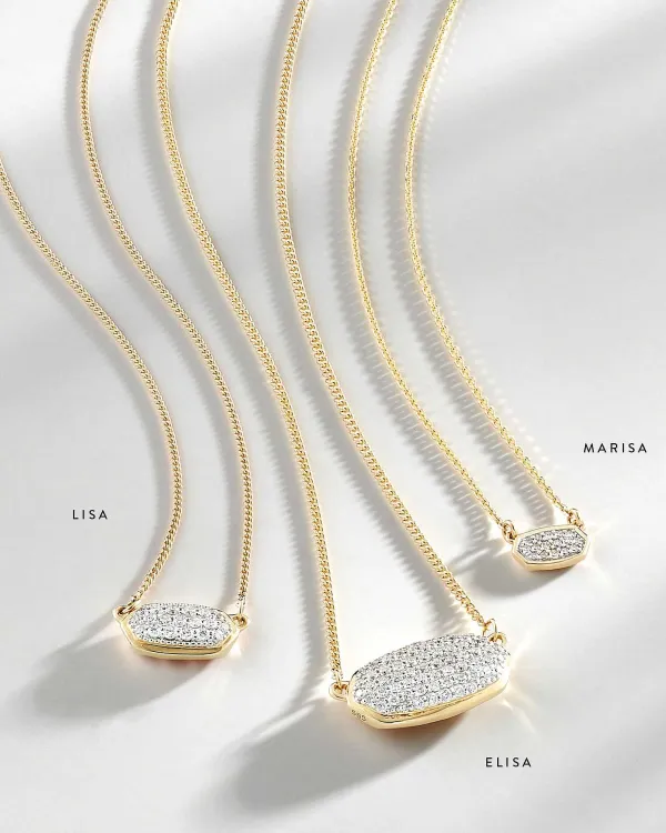 Lisa Pendant Necklace In Pave Diamond And 14K Yellow Gold^Kendra Scott Fashion