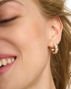 Livy Gold Huggie Earrings In White Crystal^Kendra Scott Best Sale