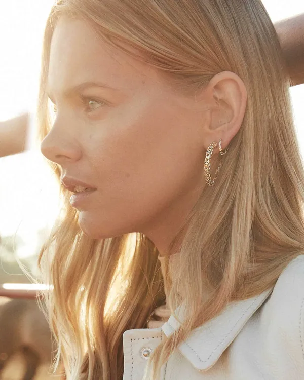 Maggie Small Hoop Earrings In Gold Filigree^Kendra Scott New