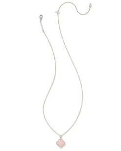 Mallory Silver Pendant Necklace In Rose Quartz^Kendra Scott New