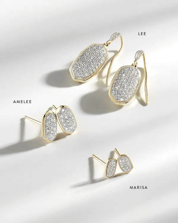 Marisa Stud Earrings In White Diamond And 14K Yellow Gold^Kendra Scott Sale