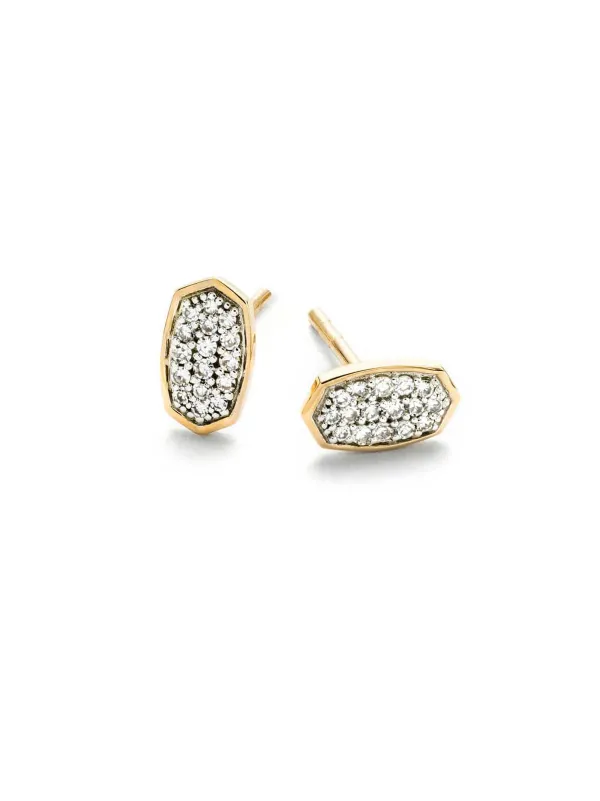 Marisa Stud Earrings In White Diamond And 14K Yellow Gold^Kendra Scott Sale