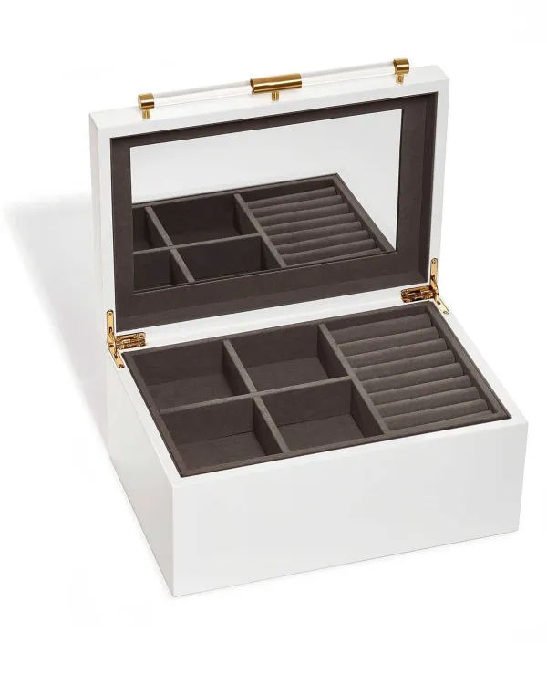 Medium Antique Brass Jewelry Box In White Lacquer^Kendra Scott Cheap