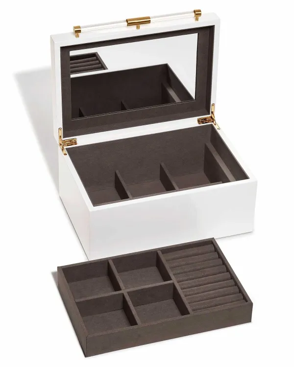 Medium Antique Brass Jewelry Box In White Lacquer^Kendra Scott Cheap