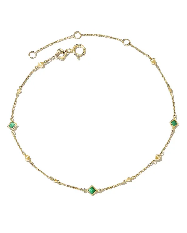 Michelle 14K Yellow Gold Delicate Chain Bracelet In Emerald^Kendra Scott New