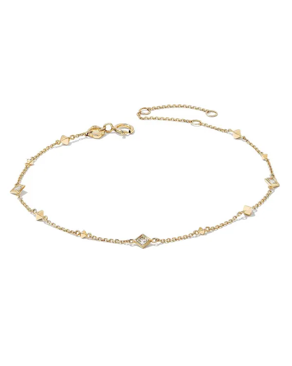 Michelle 14K Yellow Gold Delicate Bracelet In White Diamond^Kendra Scott Hot