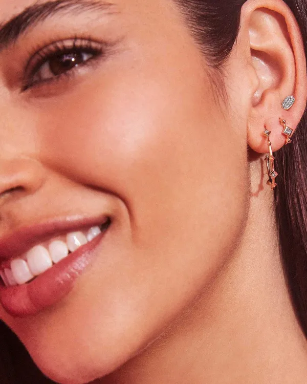 Michelle 14K Yellow Gold Hoop Earrings In White Diamond^Kendra Scott Store