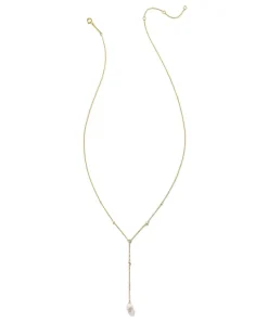 Michelle 14K Yellow Gold Y Necklace In White Pearl^Kendra Scott Clearance