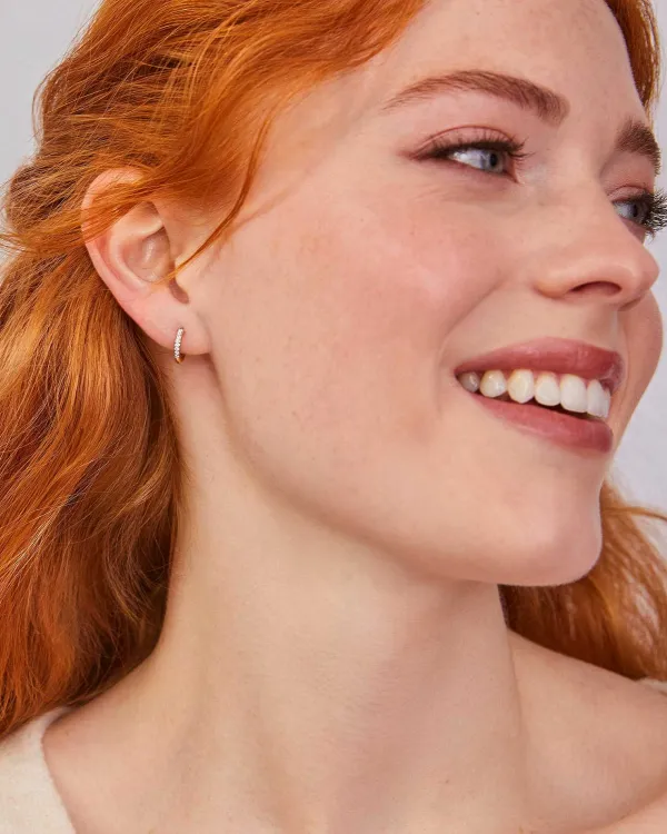 Mila 14K Yellow Gold Huggie Earrings In White Diamond^Kendra Scott Best