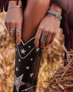 Noble Vintage Silver Horseshoe Cocktail Ring In Variegated Dark Teal Magnesite^Kendra Scott Best Sale