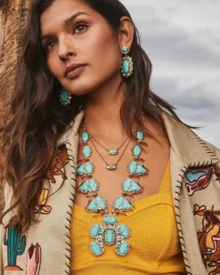 Odessa Vintage Gold Statement Necklace In Variegated Turquoise Magnesite^Kendra Scott Discount