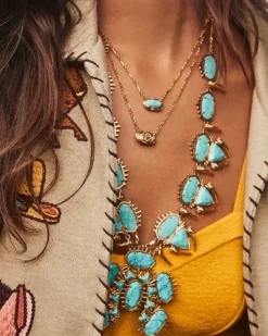 Odessa Vintage Gold Statement Necklace In Variegated Turquoise Magnesite^Kendra Scott Discount