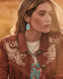 Odessa Vintage Silver Statement Necklace In Variegated Turquoise Magnesite^Kendra Scott Fashion