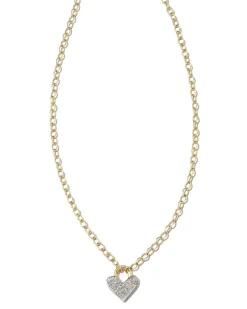 Pave Heart Padlock 14K Yellow Gold Pendant Necklace In White Diamond^Kendra Scott Hot