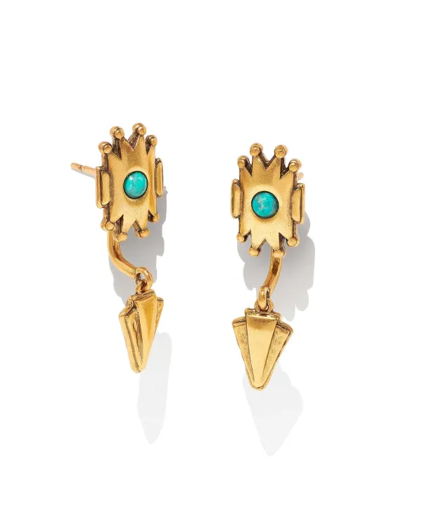 Shiva Vintage Gold Ear Jacket Earrings In Teal Howlite^Kendra Scott Flash Sale