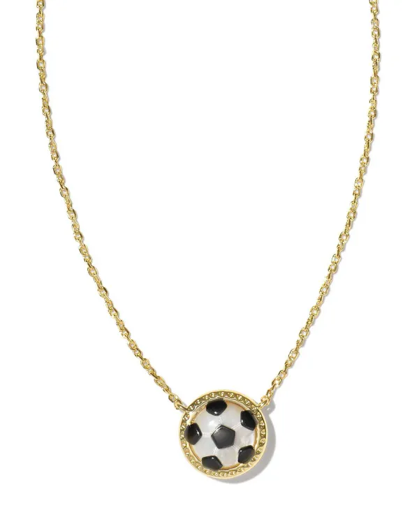 Soccer Gold Short Pendant Necklace In Ivory Mother-Of-Pearl^Kendra Scott New