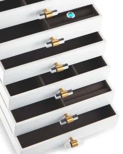 Tall Antique Brass Jewelry Box In White Lacquer^Kendra Scott Store